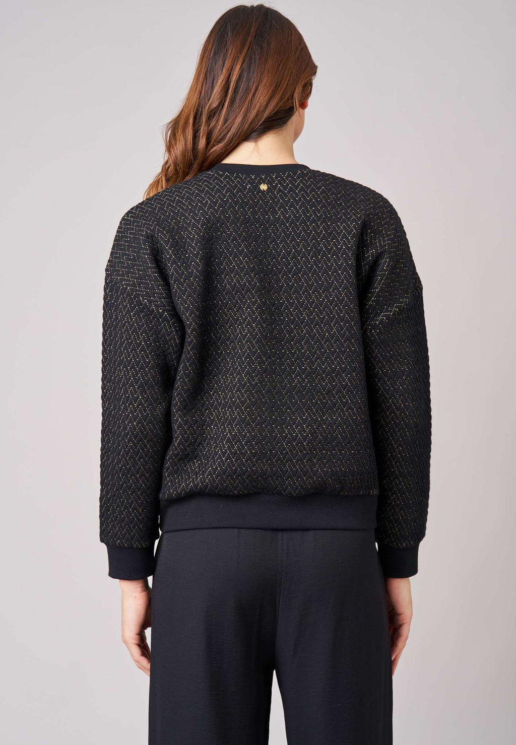 Sweat noir brodé chevrons dorés - DEELUXE