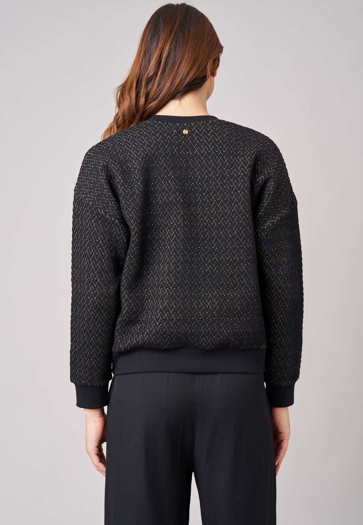 Sweat noir brodé chevrons dorés - DEELUXE