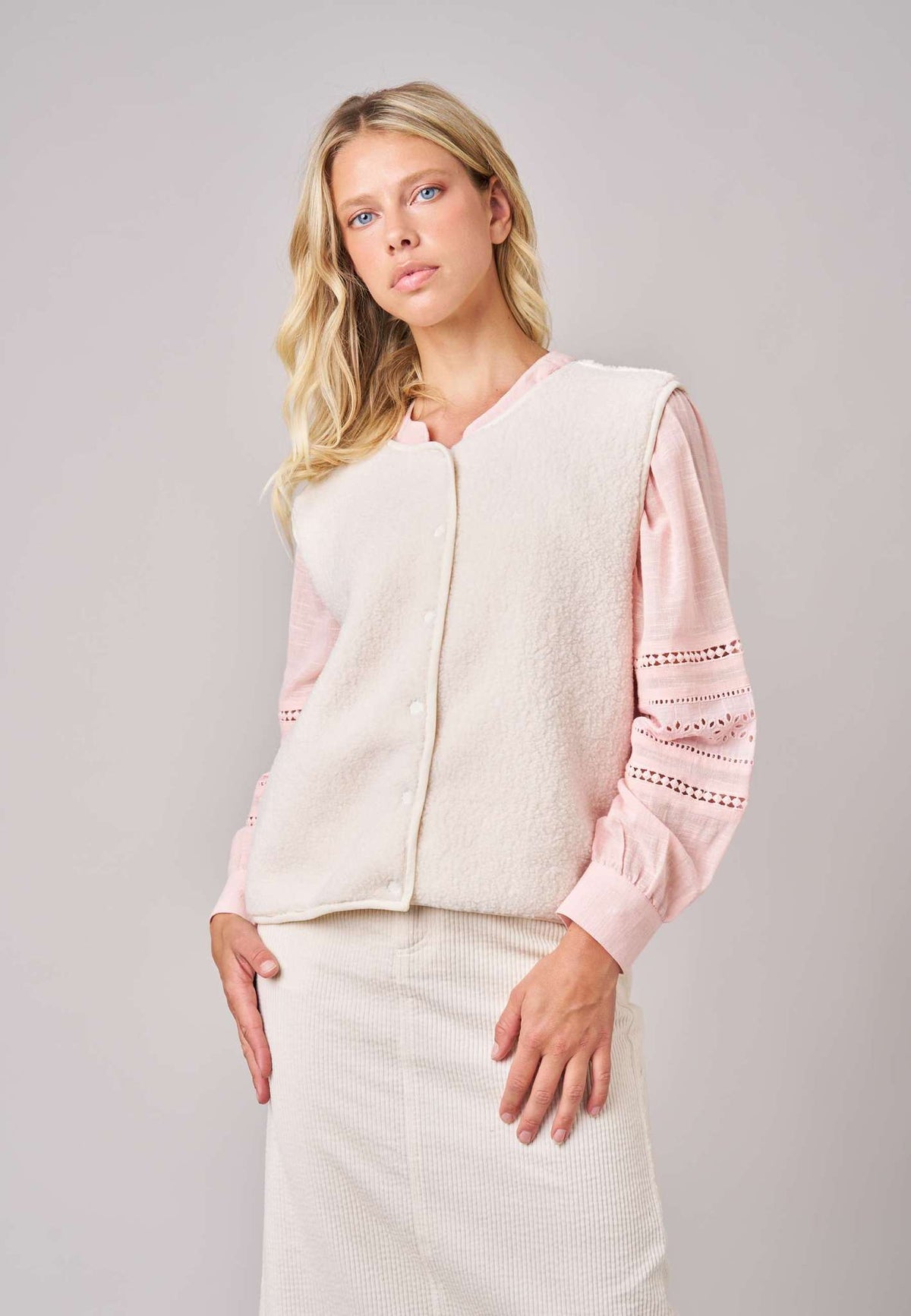 Gilet sans manches Sherpa crème - DEELUXE