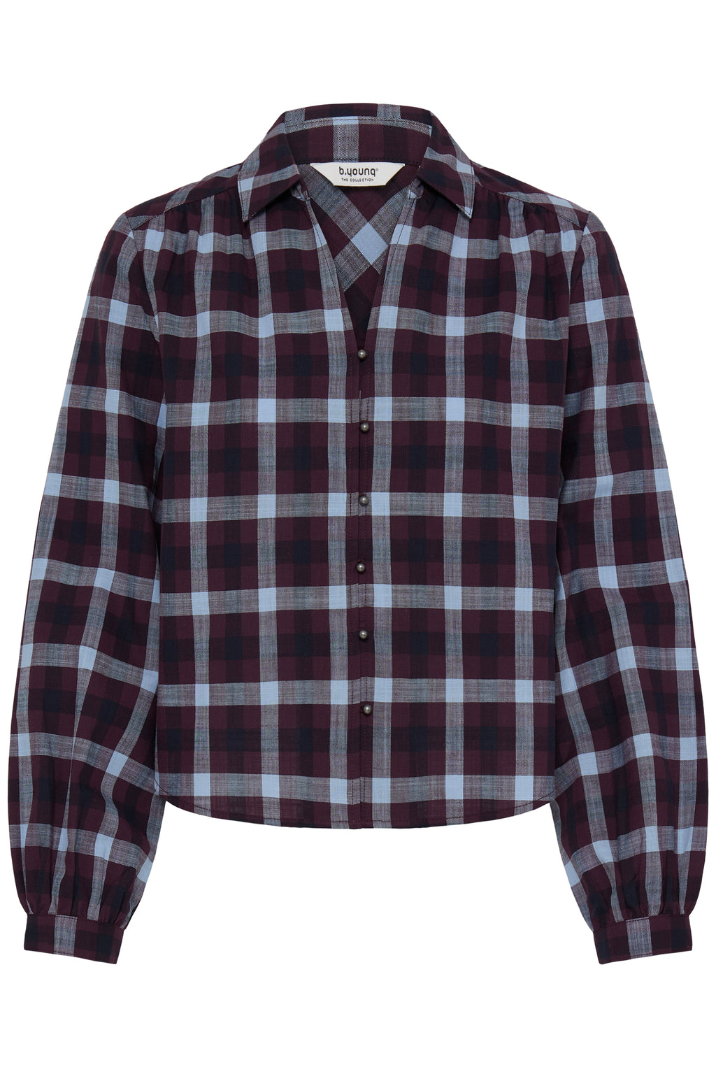 Chemise à carreaux bordeaux & bleu ciel