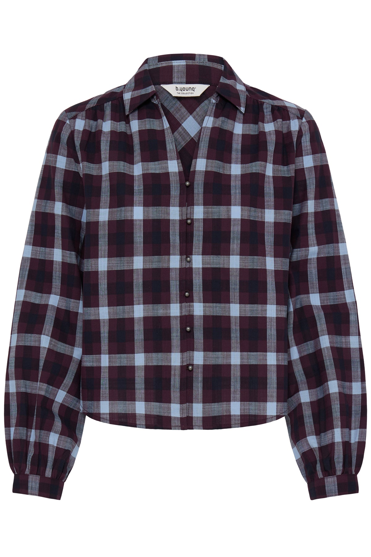 Chemise à carreaux bordeaux & bleu ciel