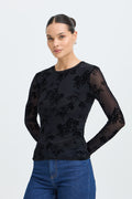 T-shirt manches longues maille transparente