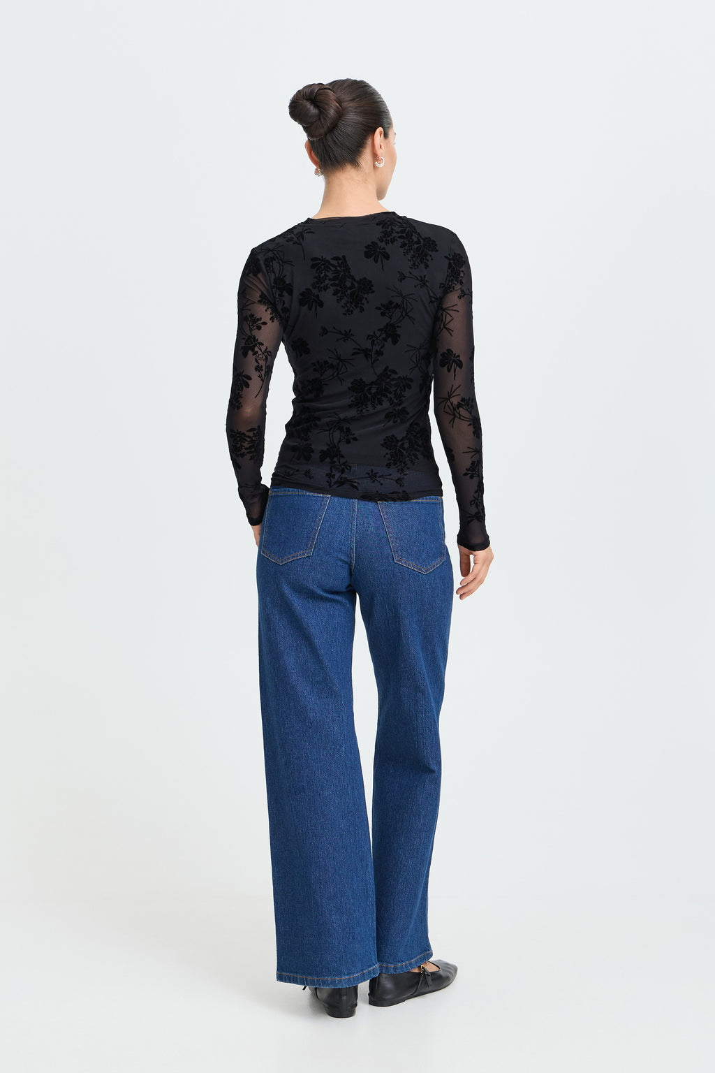 T-shirt manches longues maille transparente