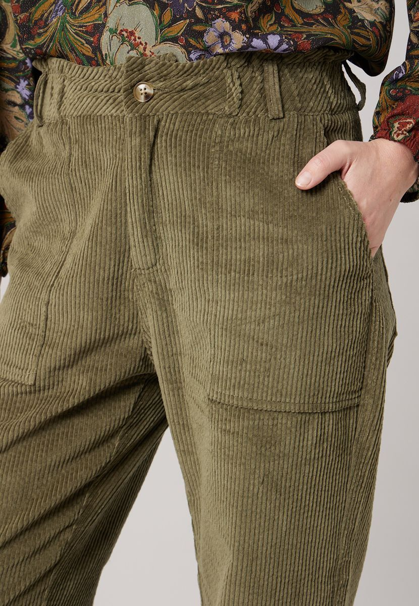 Pantalon velours côtelé Kaki - DEELUXE