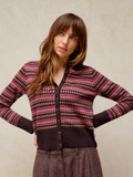 Cardigan Marron imprimé losanges - 98% coton bio