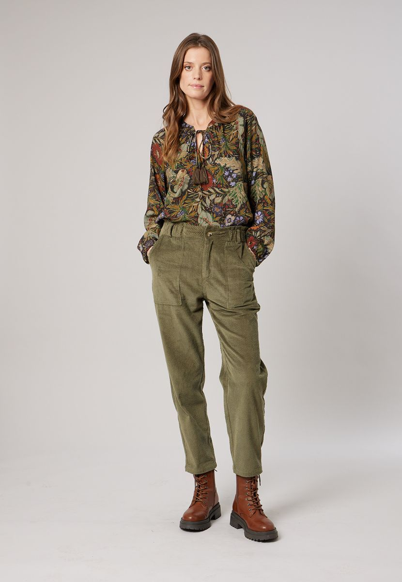 Pantalon velours côtelé Kaki - DEELUXE