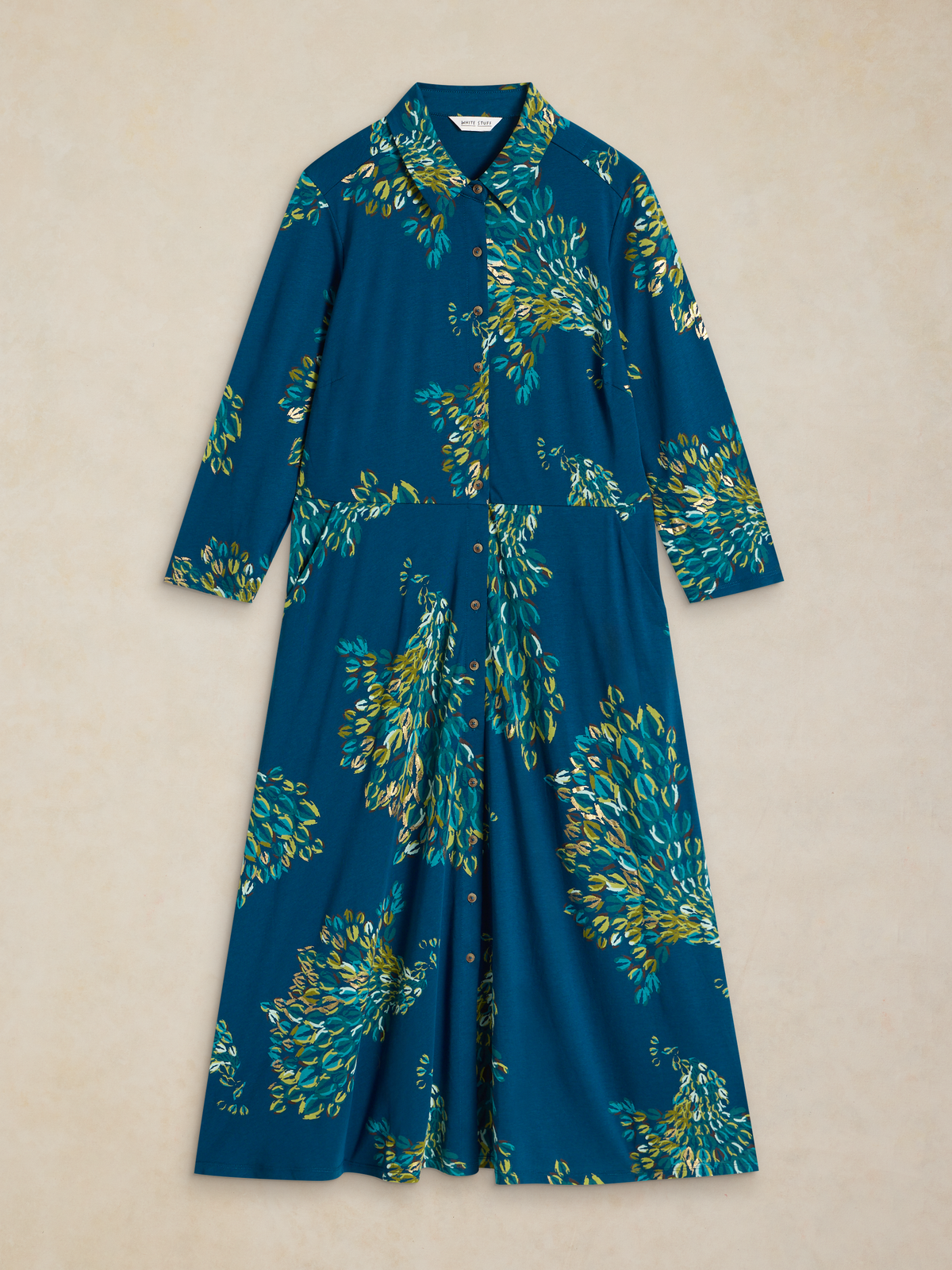Robe bleu coupe midi - imprimé