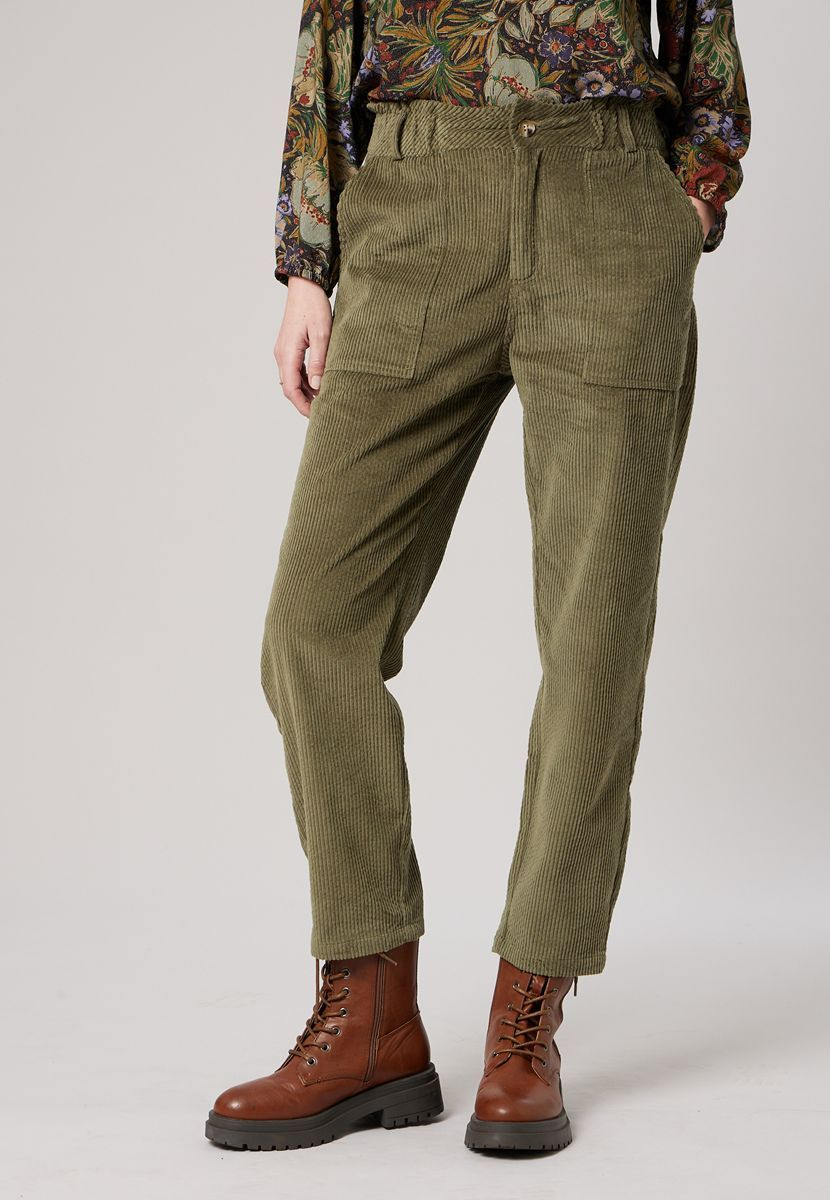Pantalon velours côtelé Kaki - DEELUXE