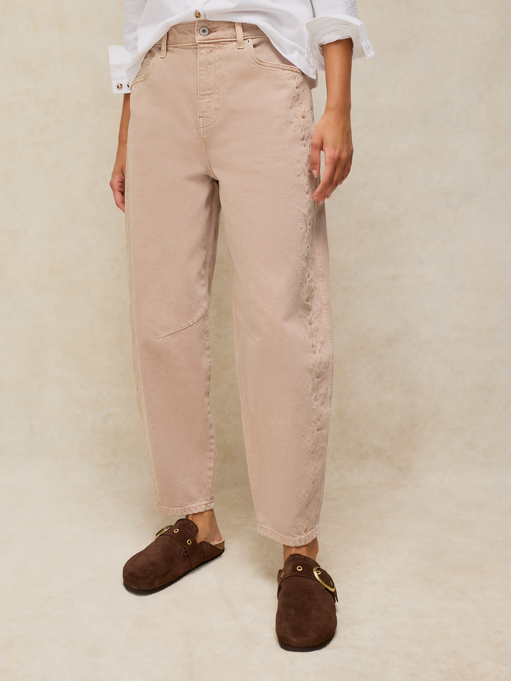 Pantalon coupe Barrel - Brodé