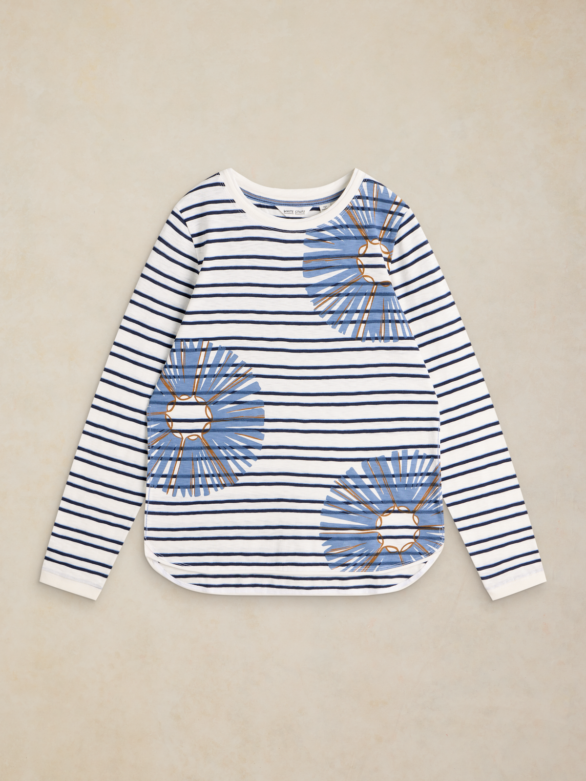 T-shirt manches longues rayé motif fleur - WHITE STUFF