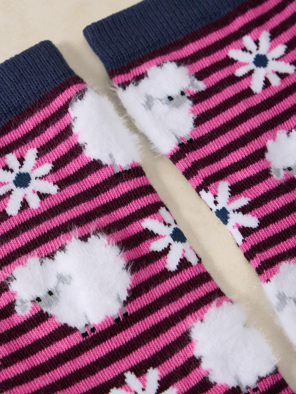 Chaussettes rayées motifs Fluffy Stripe Sheep