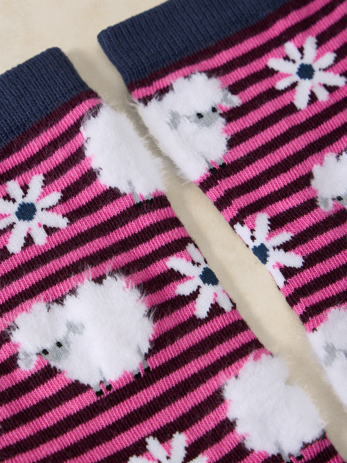 Chaussettes rayées motifs Fluffy Stripe Sheep
