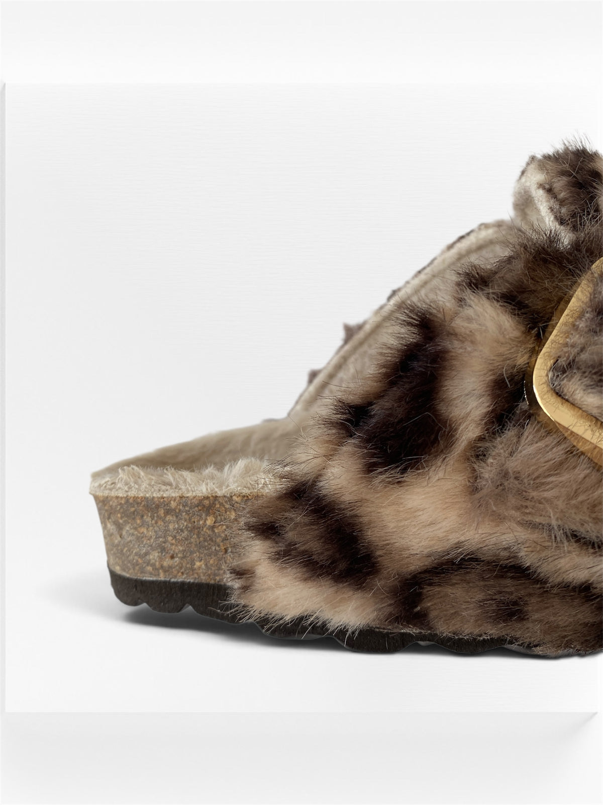 Chaussons Mules Imprimé Léopard en laine & liège